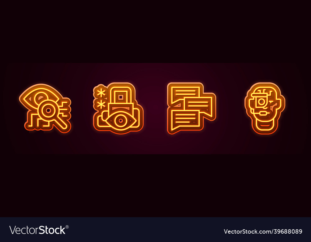 Set line eye scan cyber security speech bubble vector image Set line eye scan cyber security speech bubble