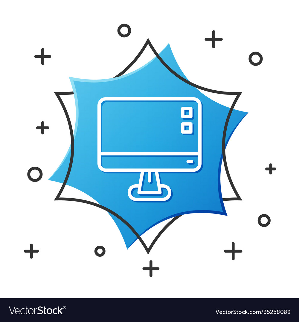 White line computer monitor screen icon isolated