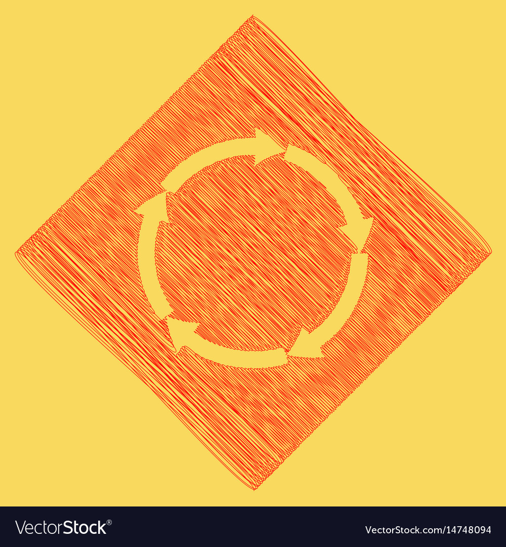 Circular arrows sign red scribble icon