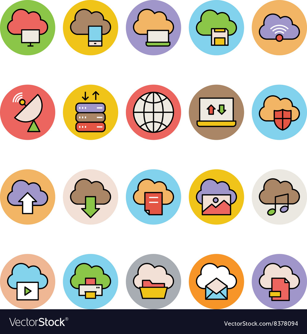 Cloud computing colored icons 2