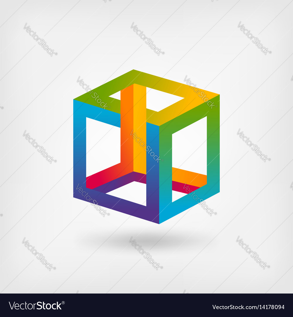 Colorful Impossible Cube Symbol