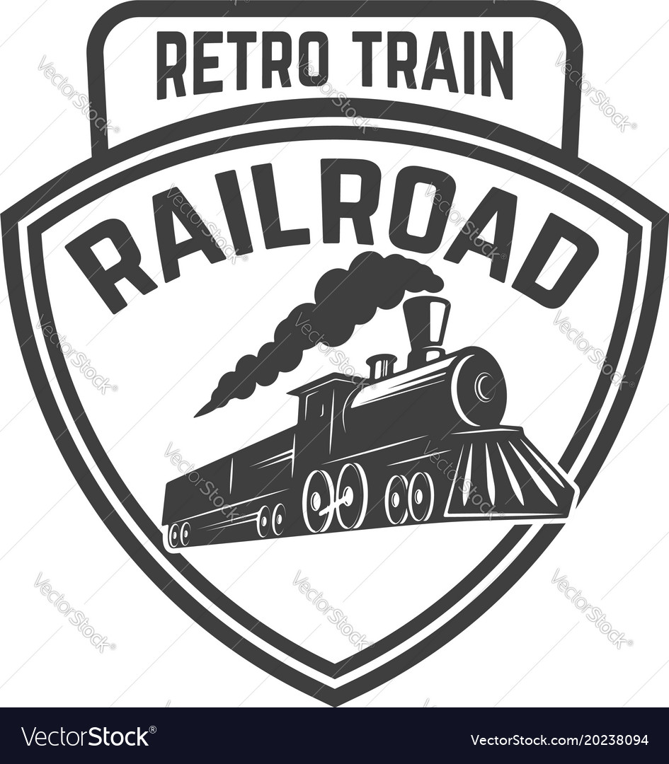 Emblem template with retro train rail road Vector Image