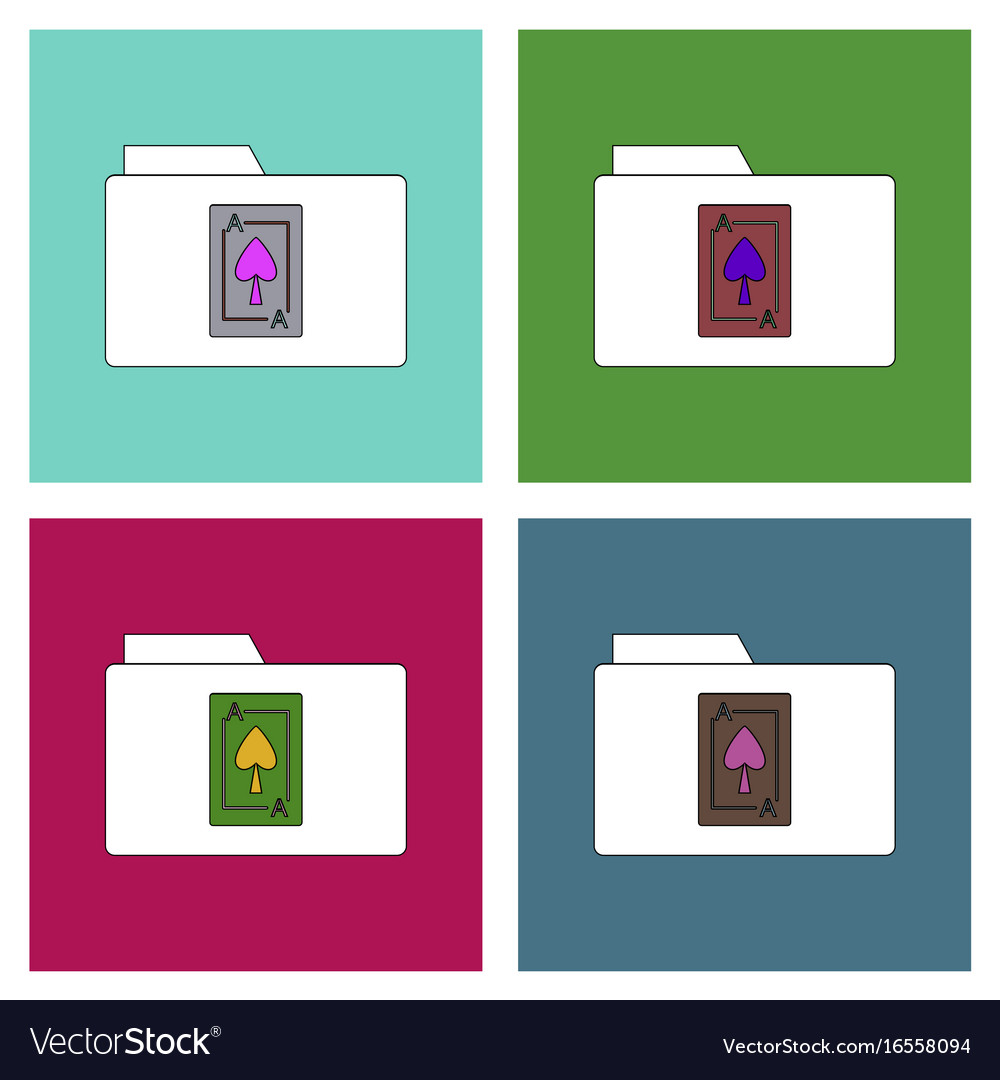 Flat icon design collection playing card on folder