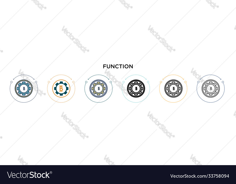 Function icon in filled thin line outline vector image Function icon in filled thin line outline
