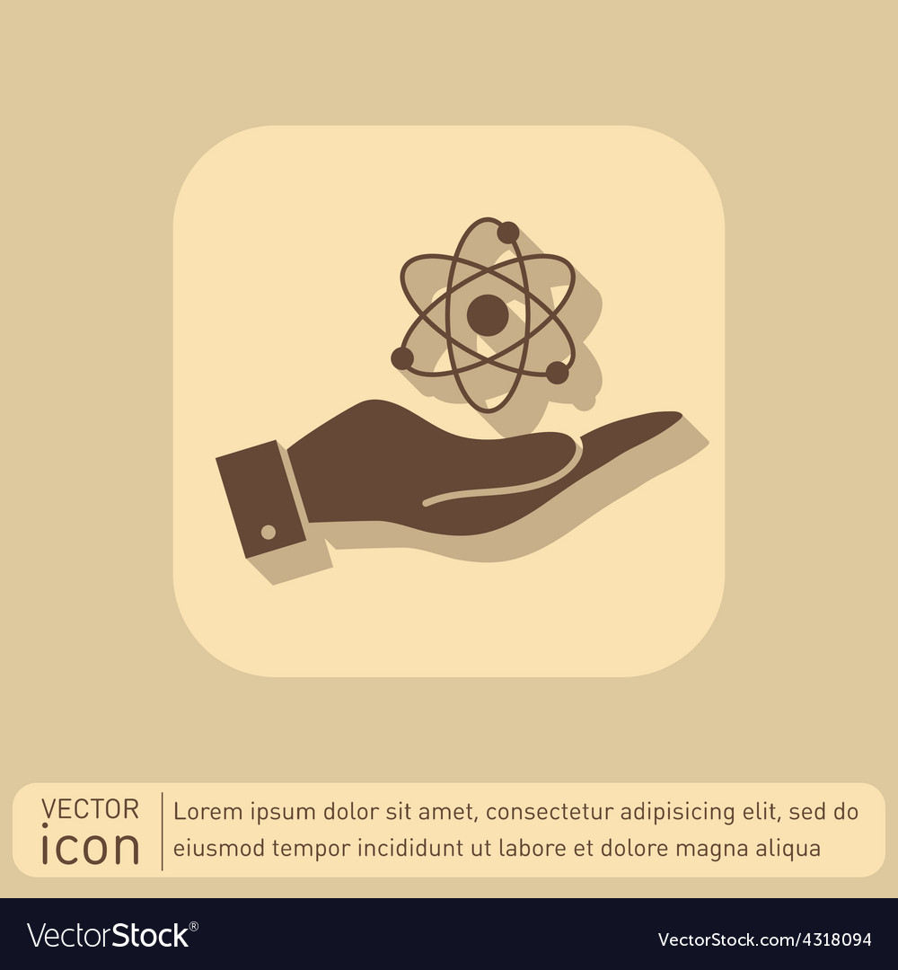 Hand holding the atom molecule