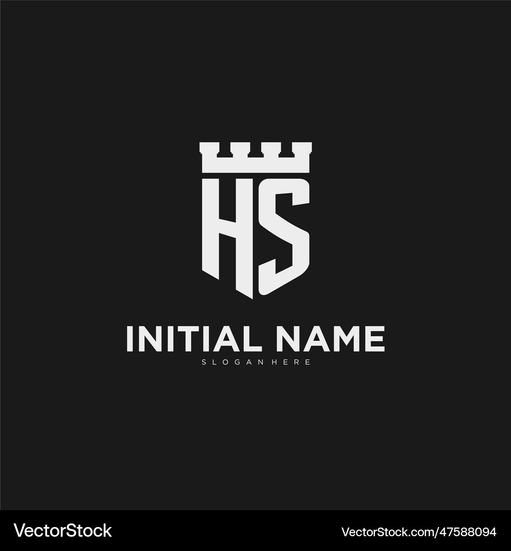 Initials hs logo monogram with shield Royalty Free Vector