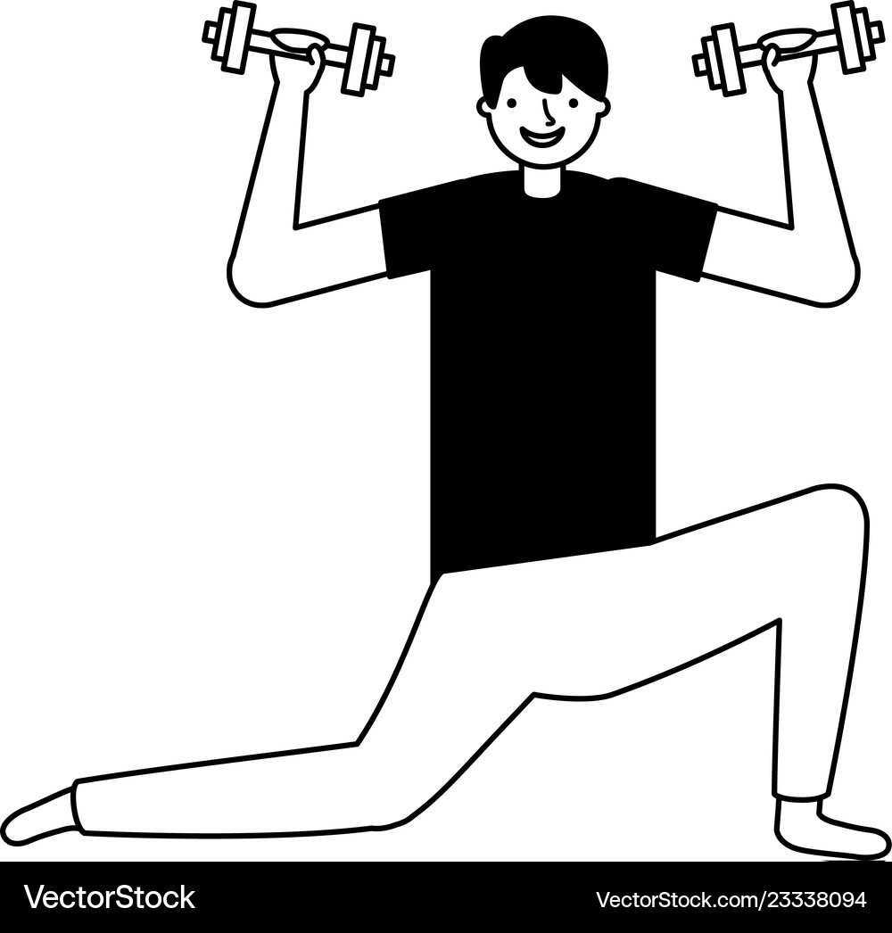 Man practicing exercise with dumbbells Royalty Free Vector
