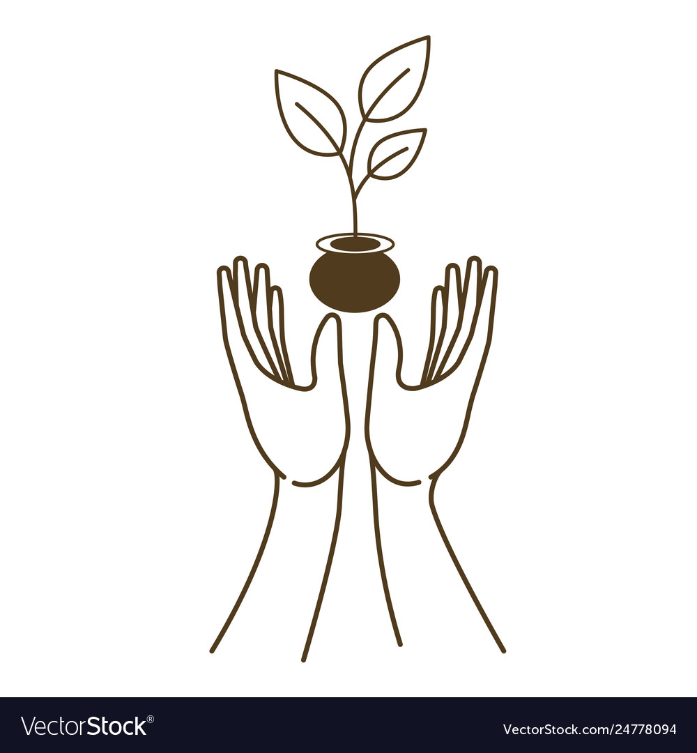 Open hands with small tree avatar character