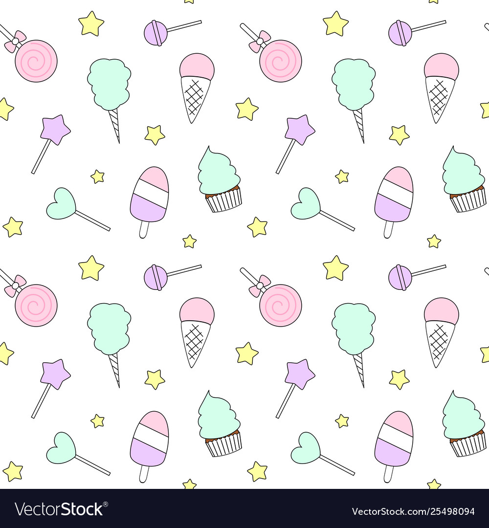 Pattern with candies ice cream lollipop