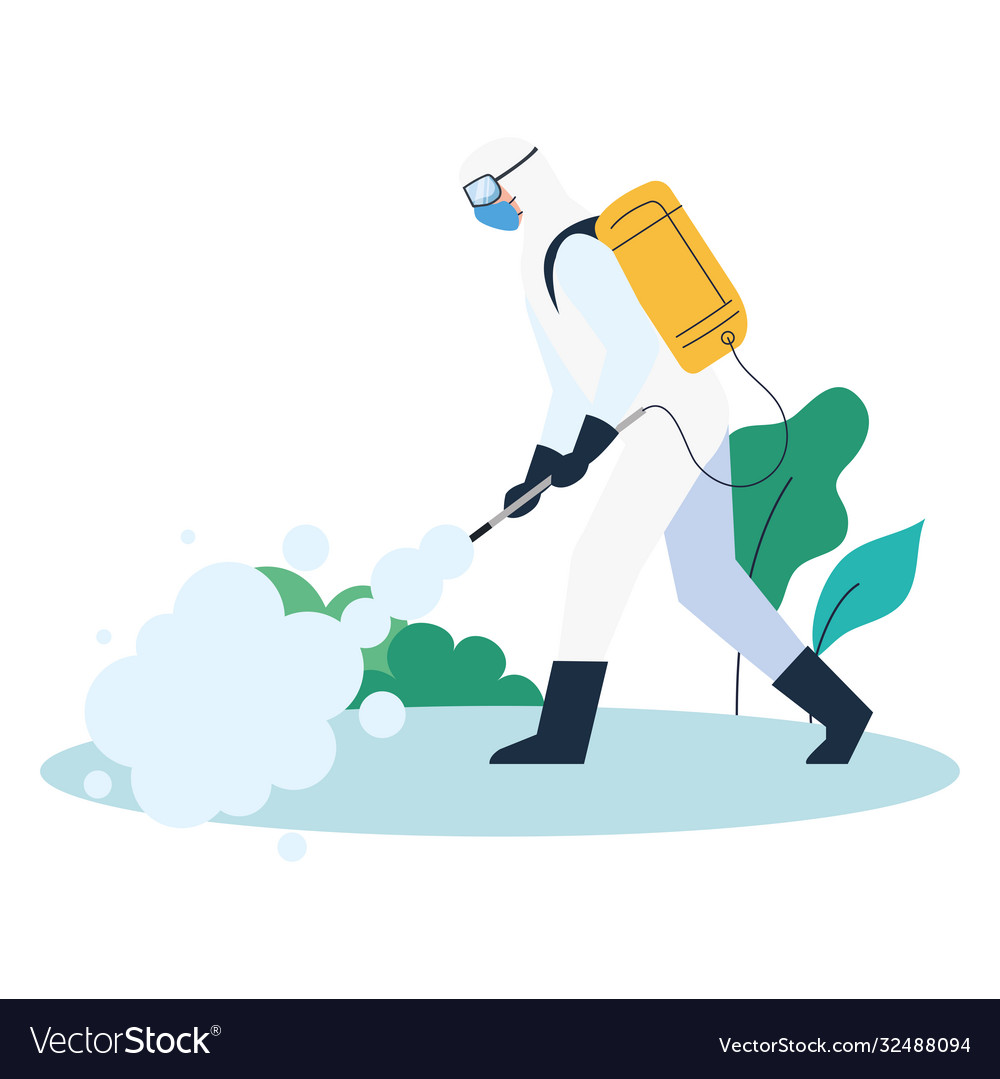 Person in protective suit or clothing spray Vector Image