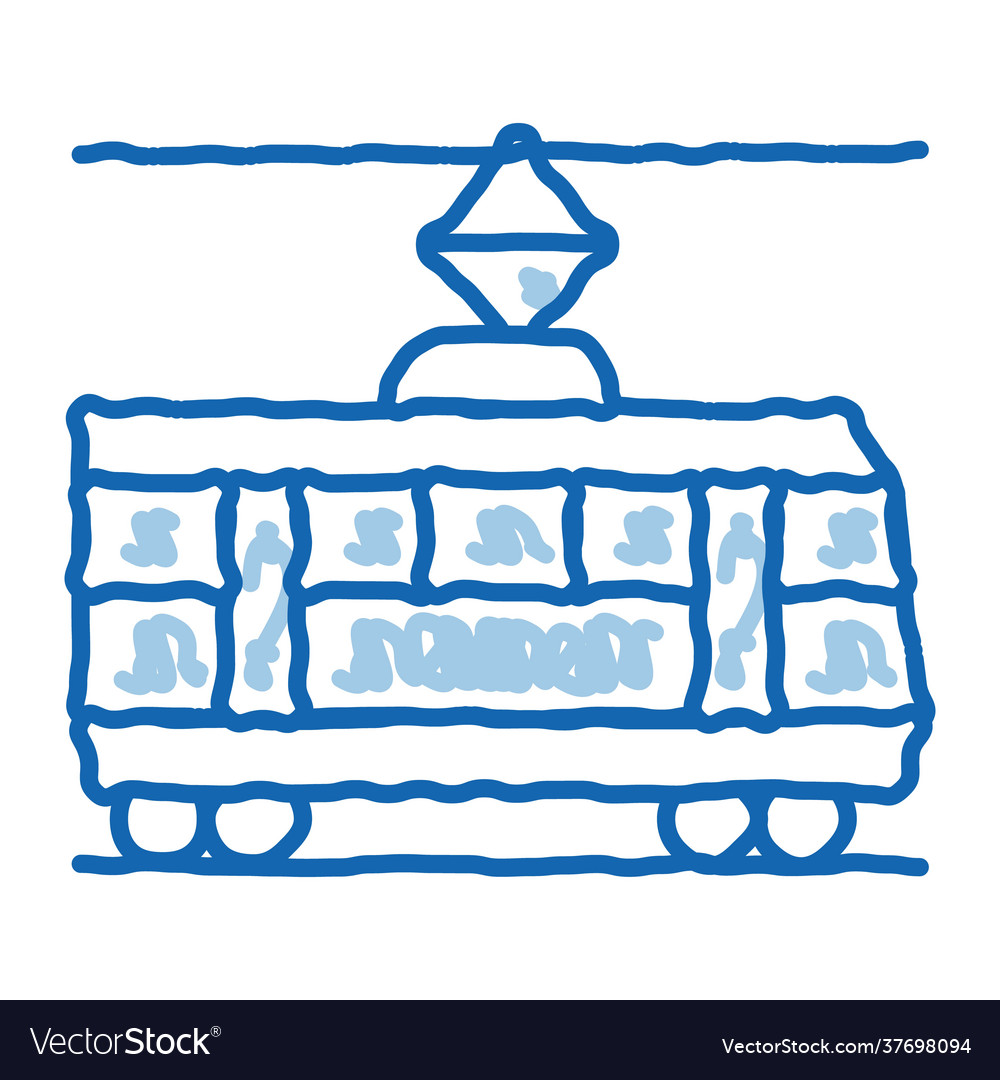 Public transport tramway doodle icon hand drawn