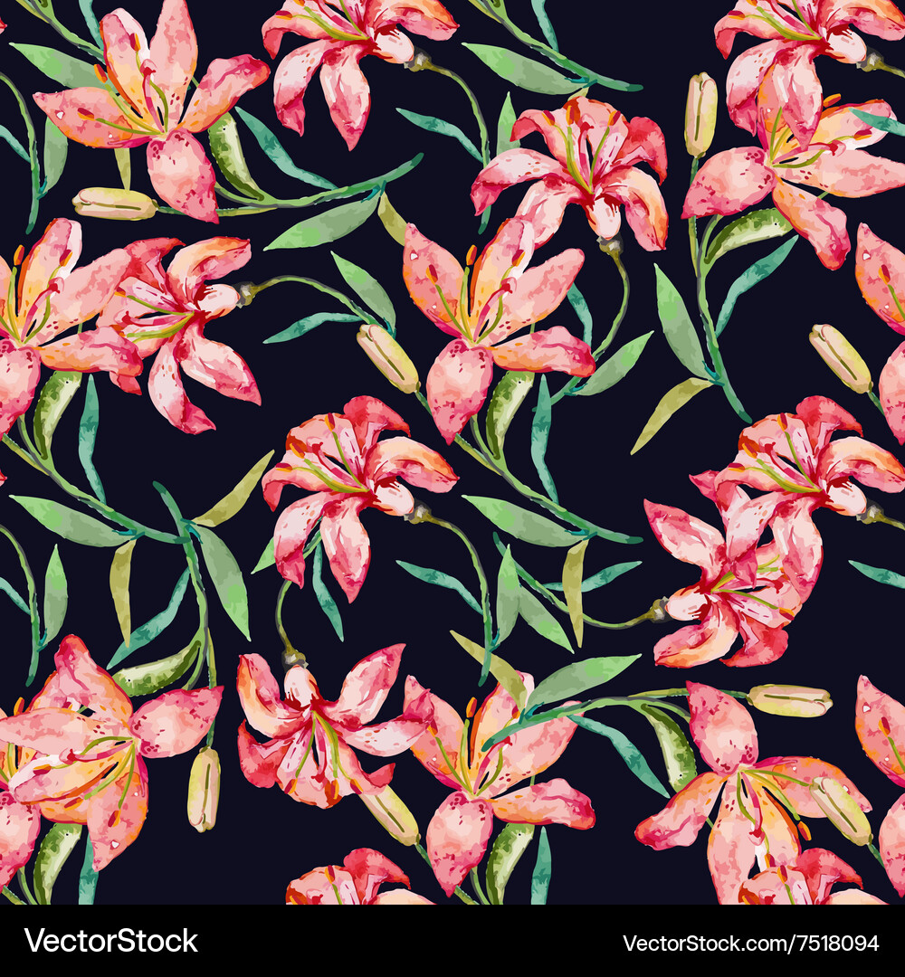 Seamless floral pattern lilies flowers Royalty Free Vector