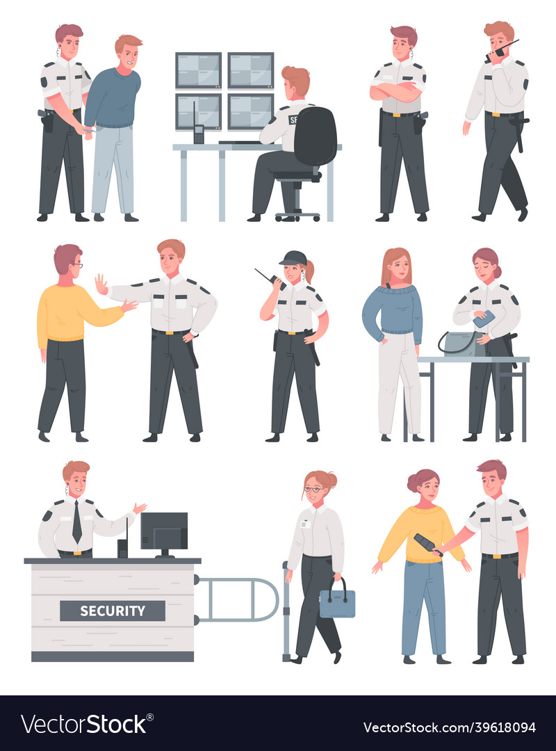 Security Guard Icon Set Royalty Free Vector Image 4040