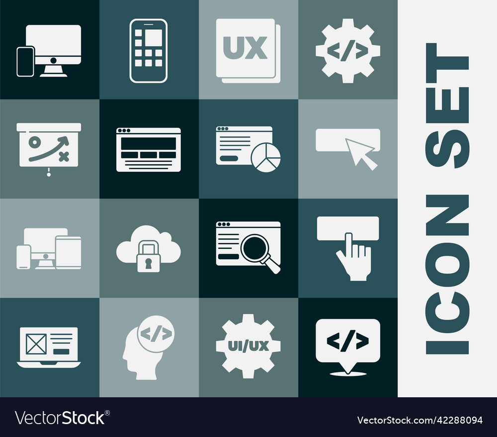 Set front end development keyboard ui or ux vector image Set front end development keyboard ui or ux