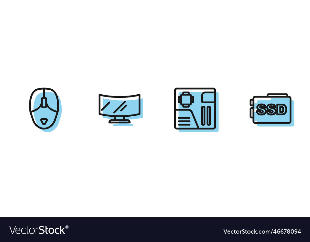 Set line motherboard digital chip computer mouse Vector Image Set line motherboard digital chip computer mouse