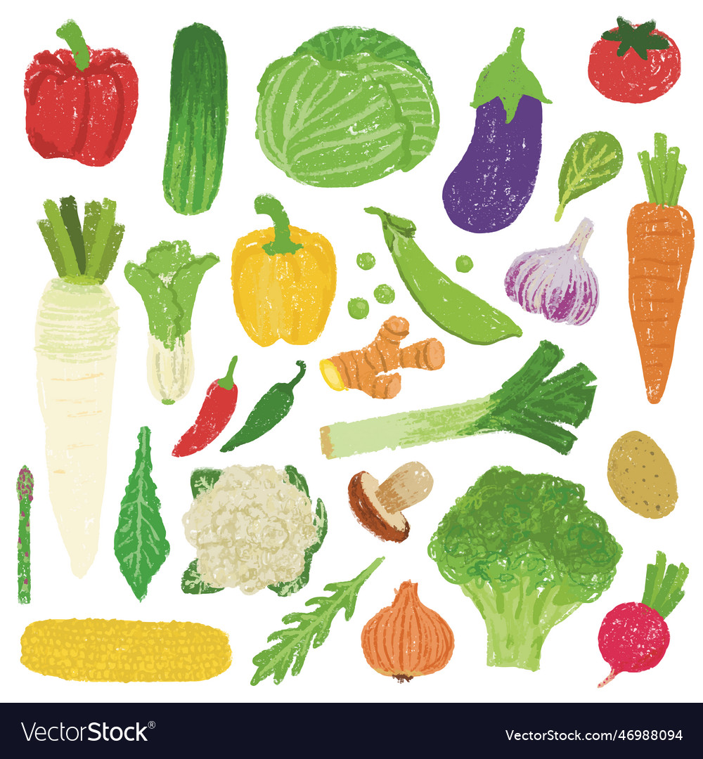 Set of hand drawn vegetables veggies Royalty Free Vector