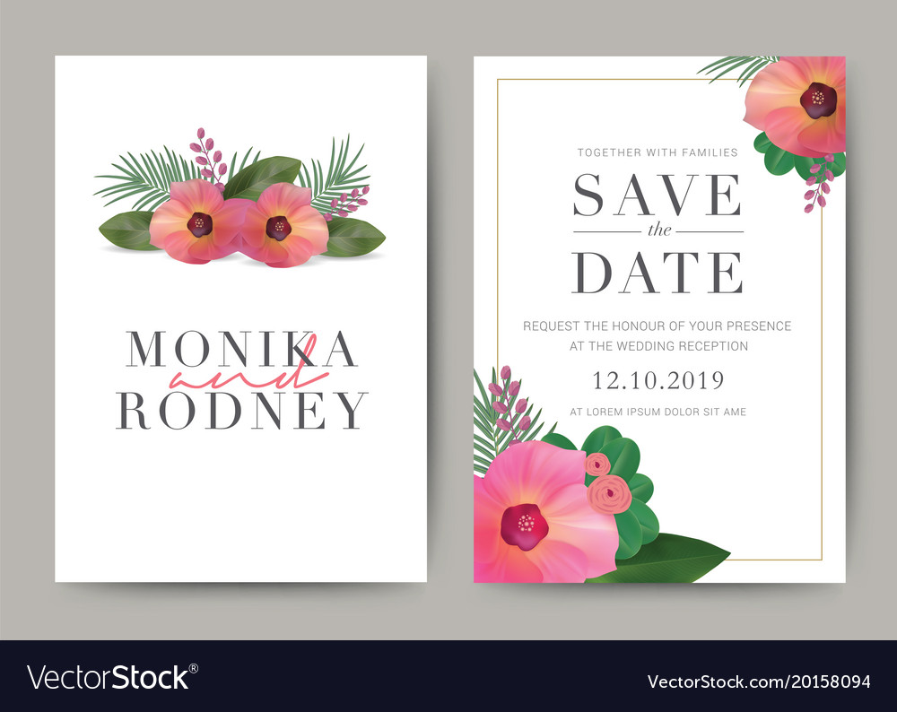 Set Of Wedding Card Template Background For Vector Image