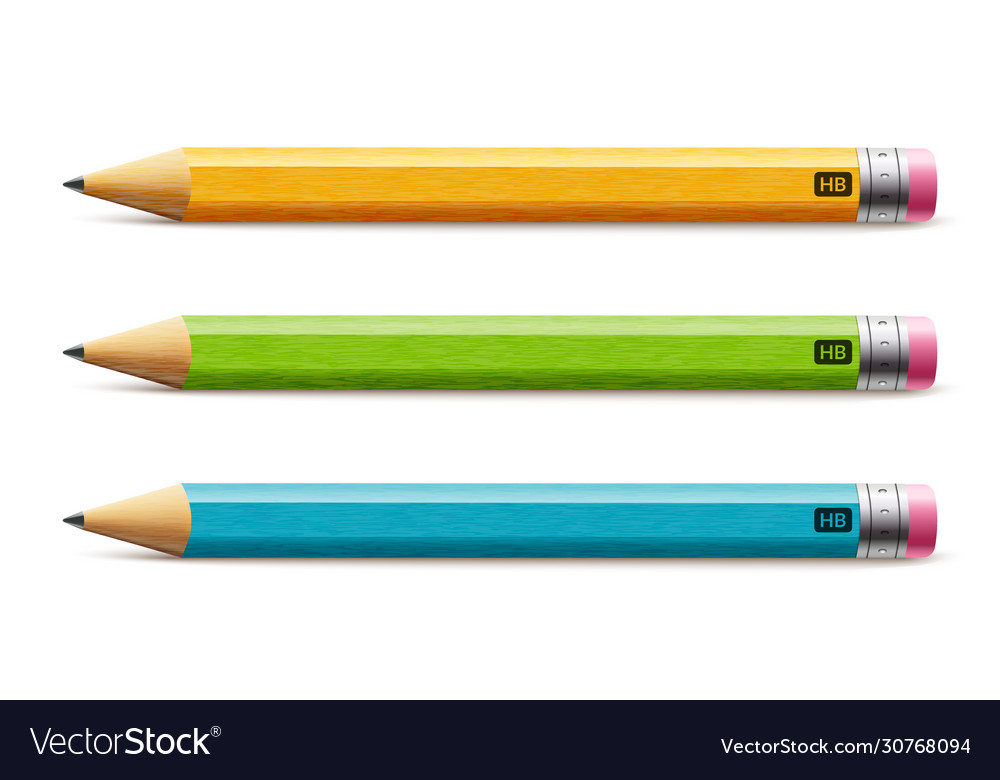 Short pencil realistic pencil isolated Royalty Free Vector