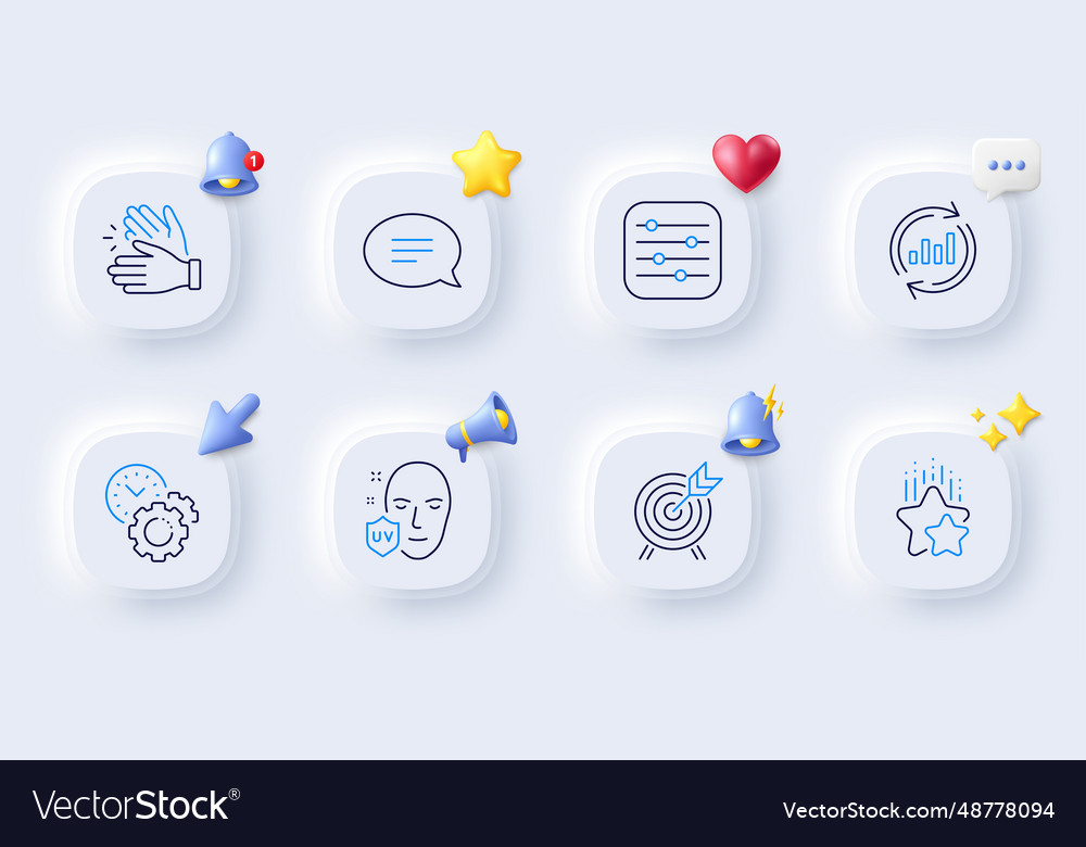 Update data uv protection and chat line icons vector image Update data uv protection and chat line icons