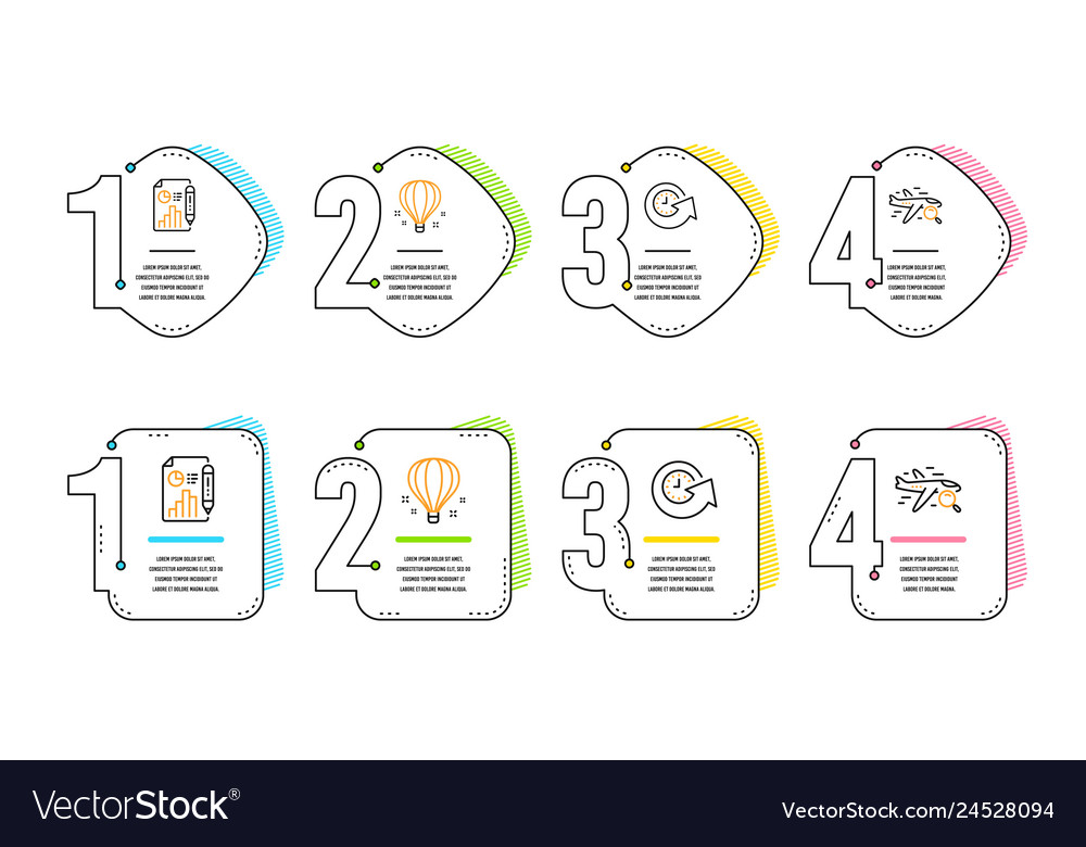 Update time air balloon and report document icons vector image Update time air balloon and report document icons