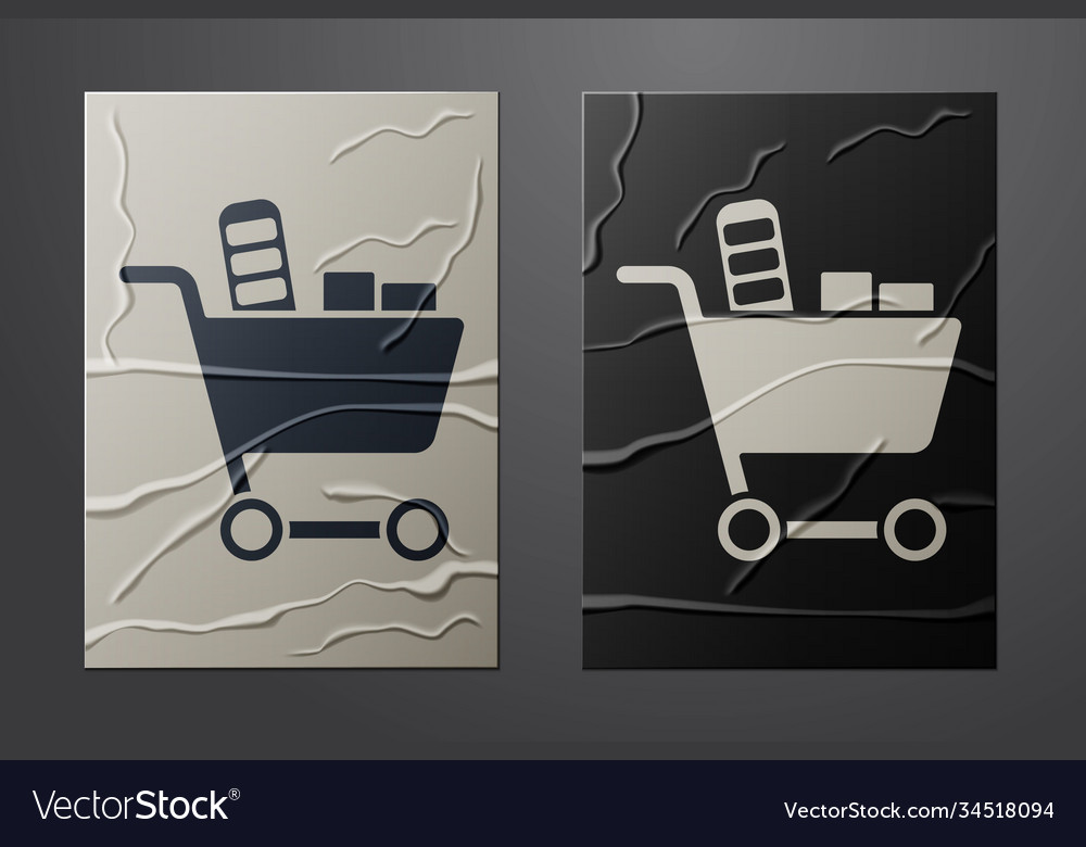 White shopping cart and food icon isolated vector image White shopping cart and food icon isolated