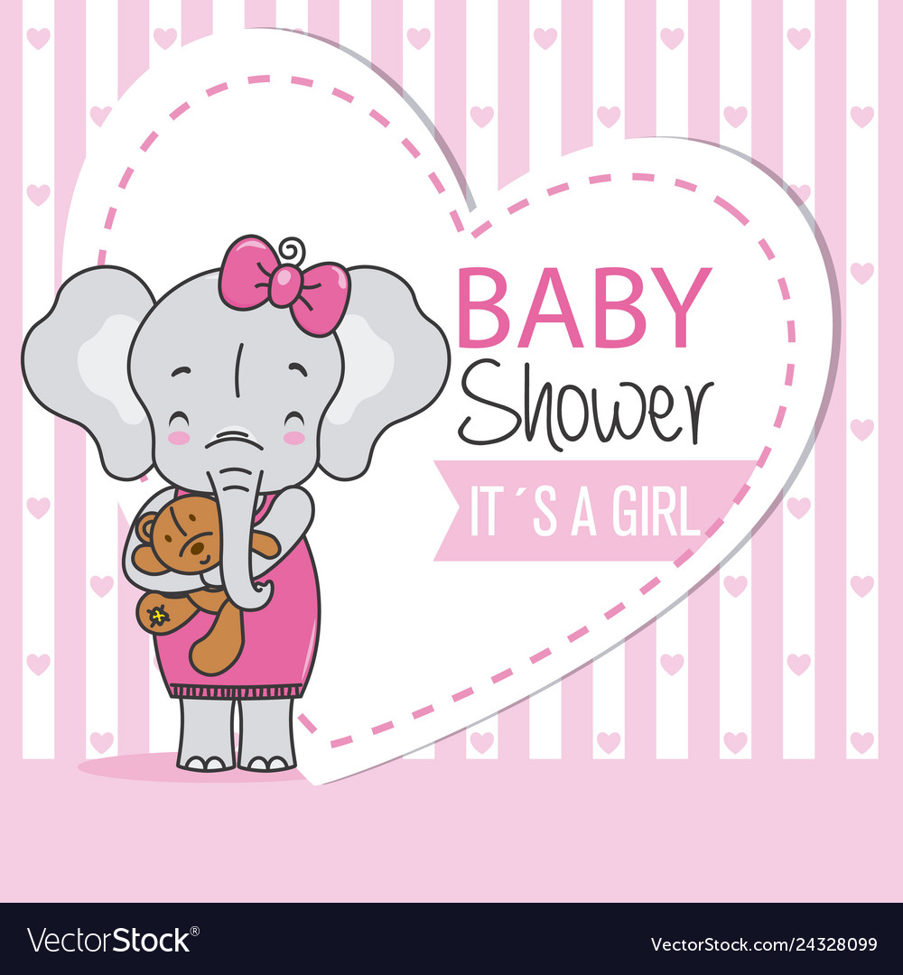 Baby girl shower card Royalty Free Vector Image