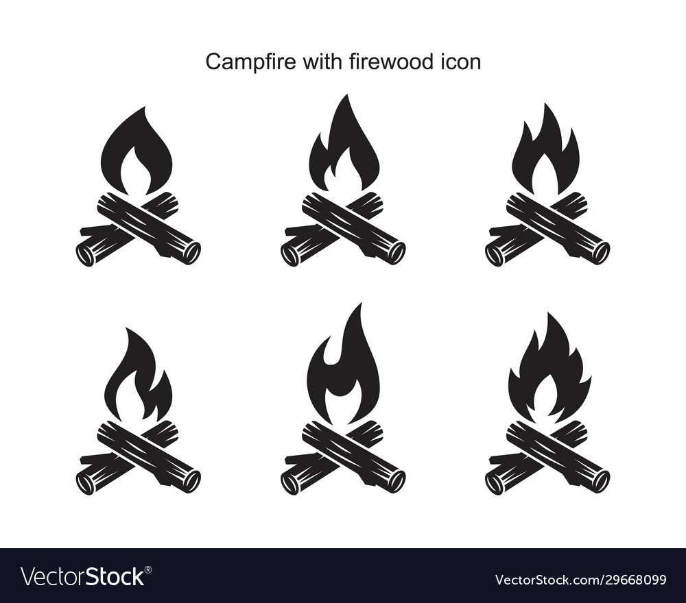 Lagerfeuer mit Brennholz-Ikonevorlage schwarz Farbe