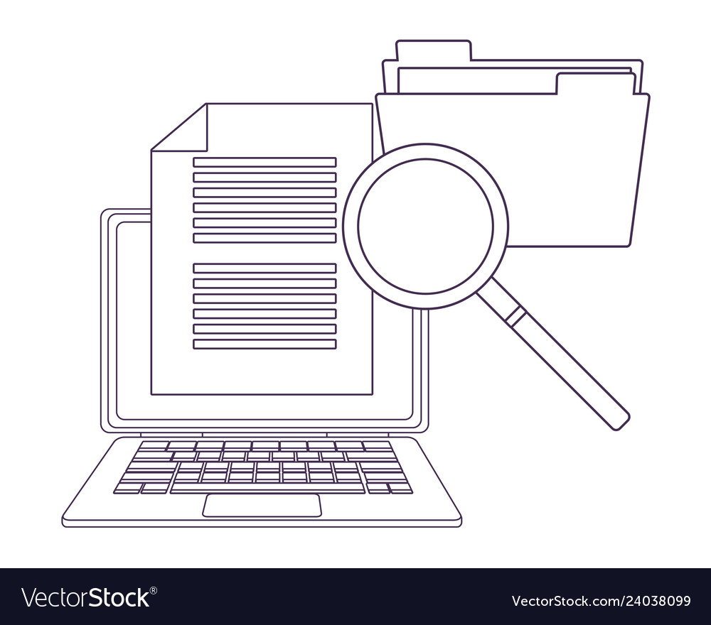 Computer with documents vector image Computer with documents