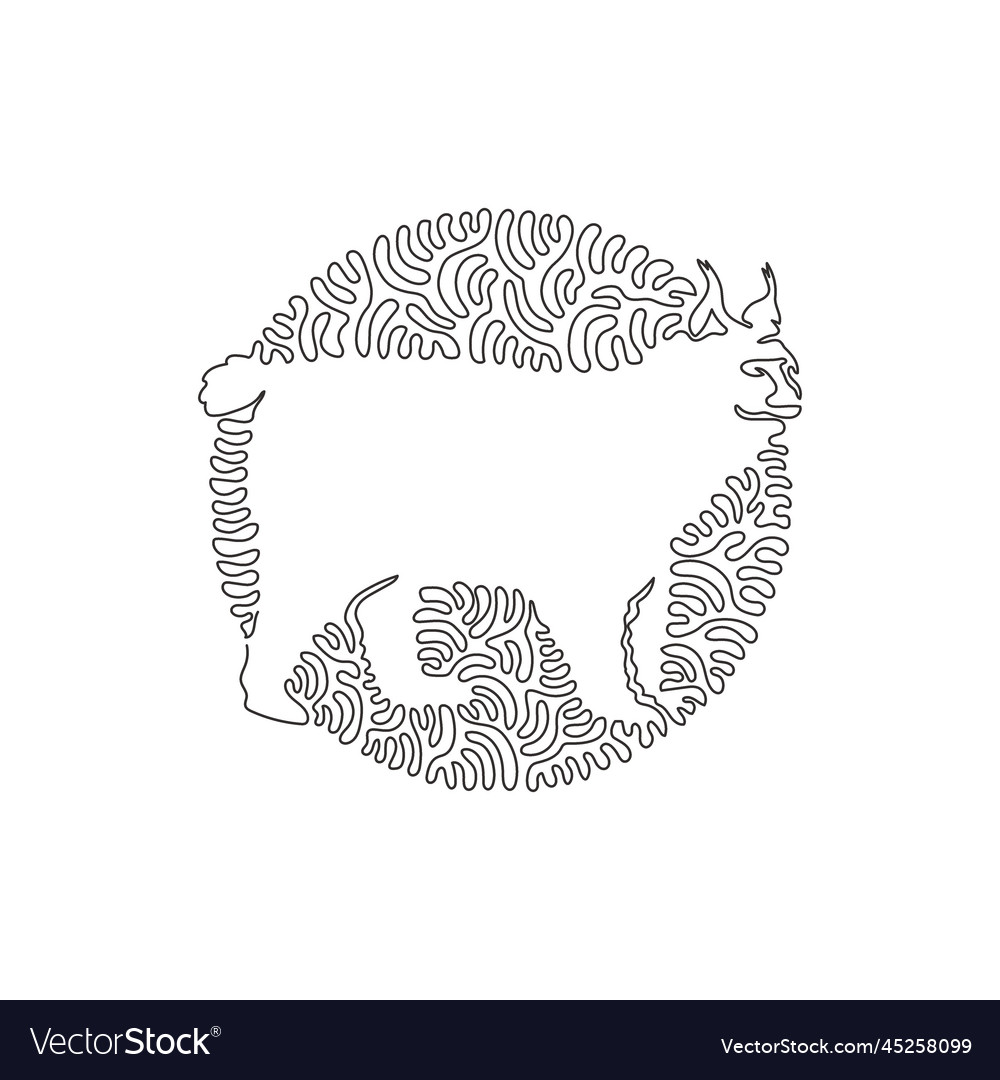 Continuous one curve line drawing of lynx skilled Vector Image Continuous one curve line drawing of lynx skilled