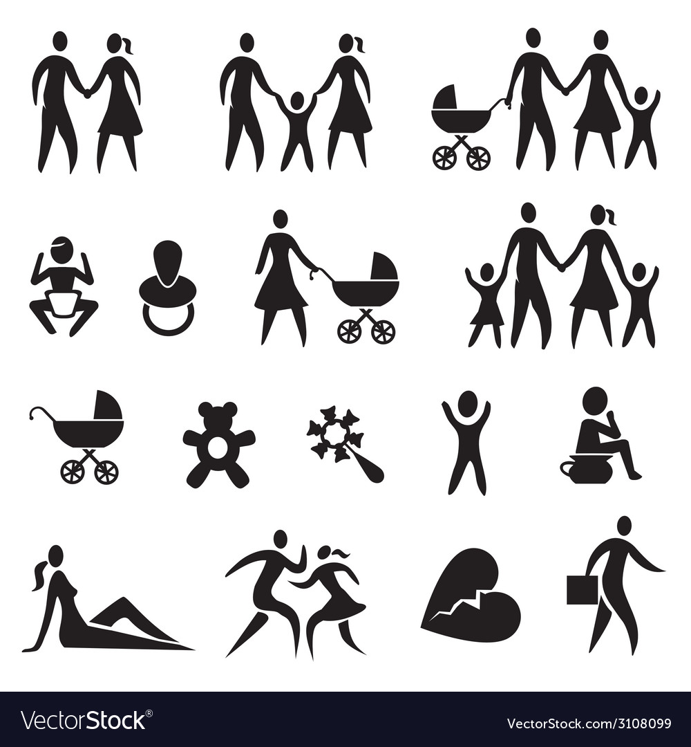 Family Life Icons Set