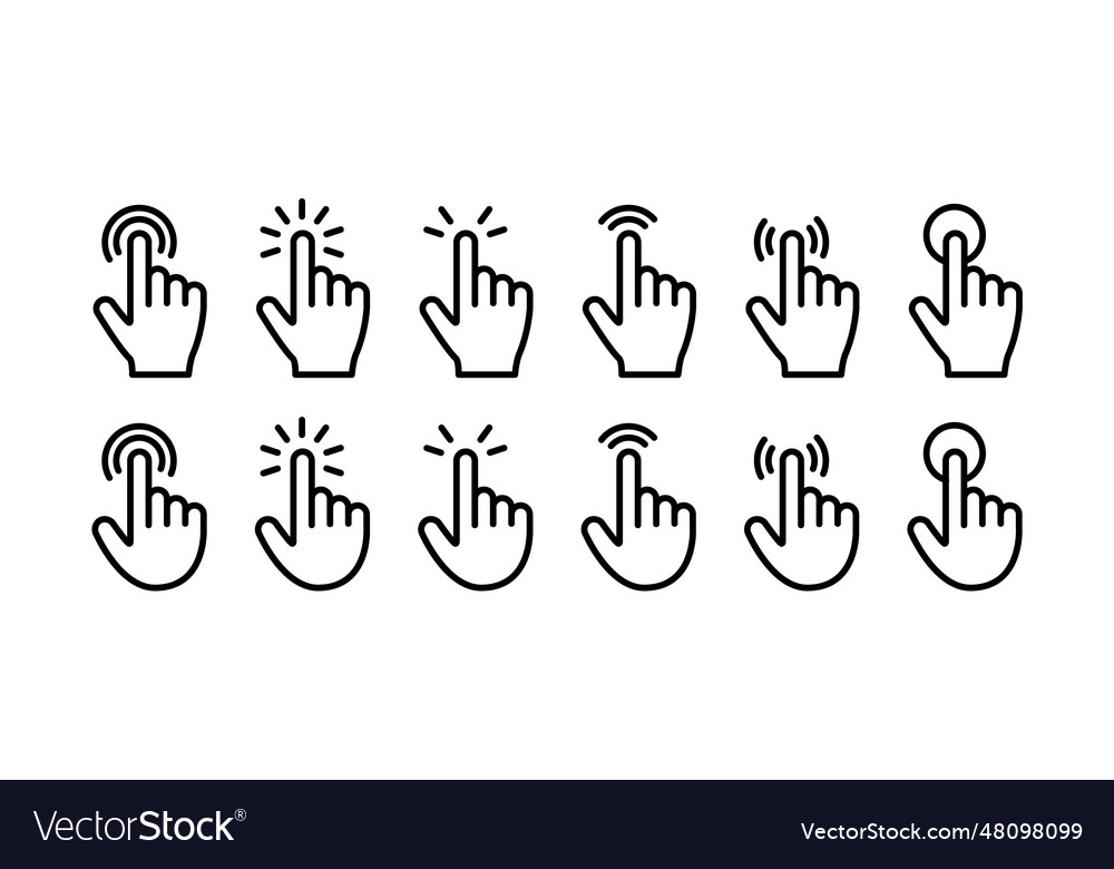 Index finger click icons set