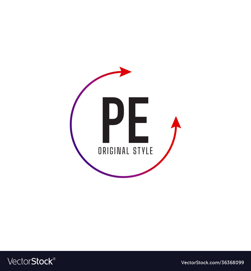 Initial letter pe circle colorful logo design Vector Image