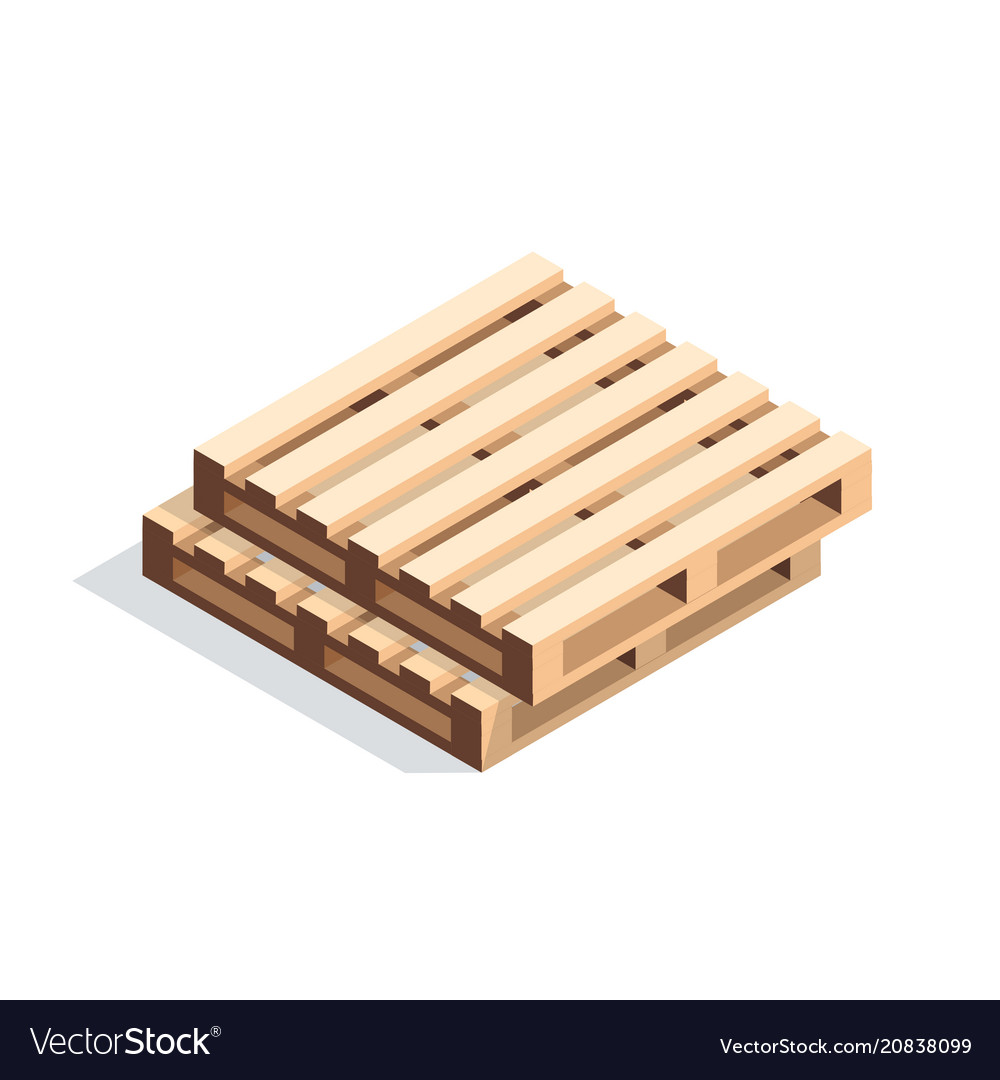 Isometric wooden pallets vector image Isometric wooden pallets