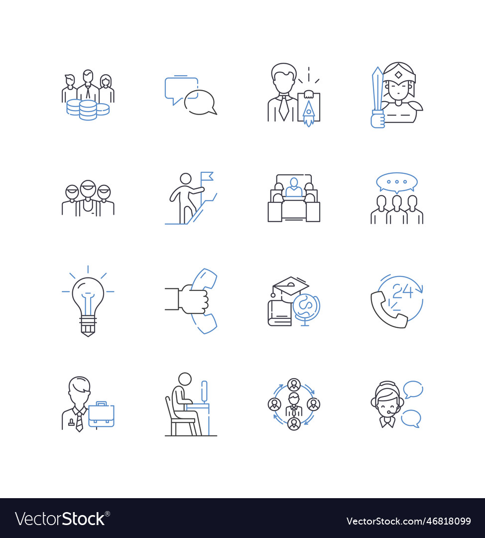 Job assignments line icons collection tasks vector image Job assignments line icons collection tasks