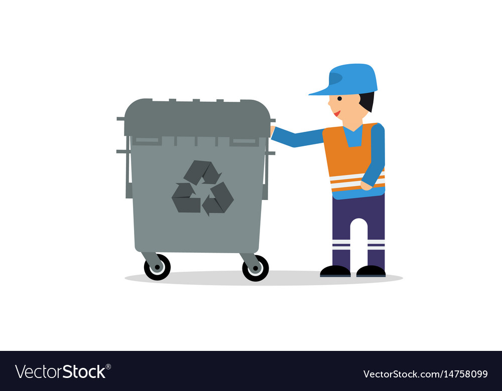 Man with garbage box