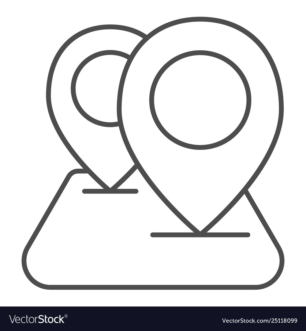 Navigation map and two pointer thin line icon vector image Navigation map and two pointer thin line icon
