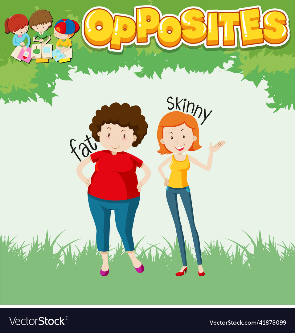 Opposite words for fat and skinny Royalty Free Vector Image