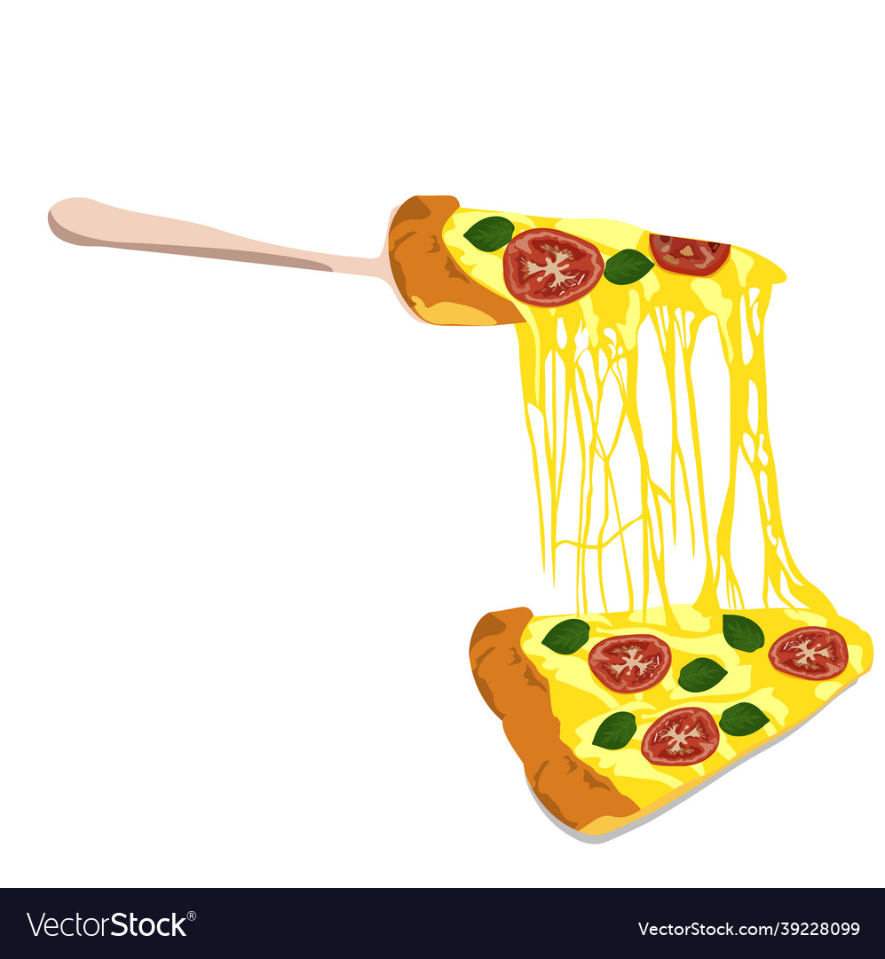 Pizza slice with hot melted cheese stock