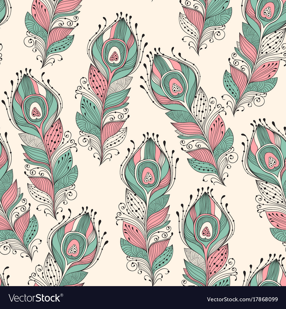 Seamless pattern with feathers