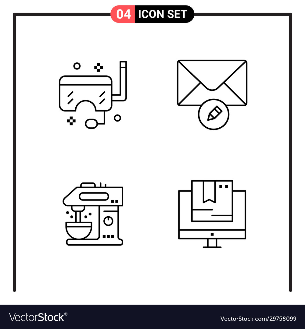 Set 4 line style icons for web and mobile Vector Image Set 4 line style icons for web and mobile