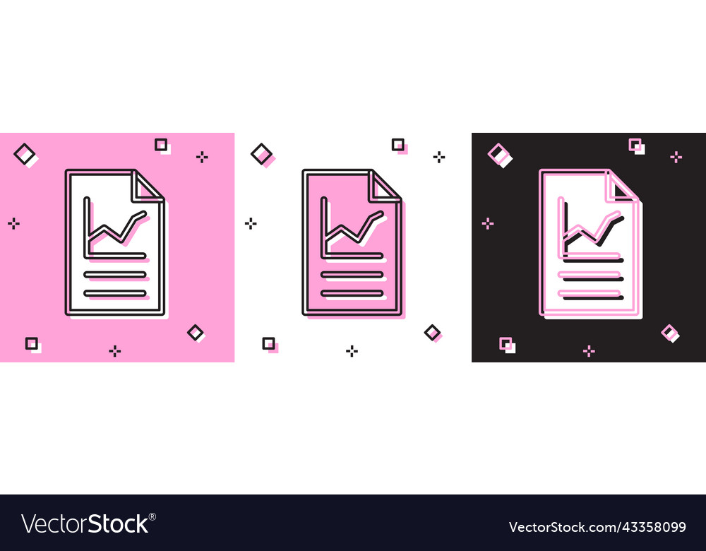 Set document with graph chart icon isolated vector image Set document with graph chart icon isolated
