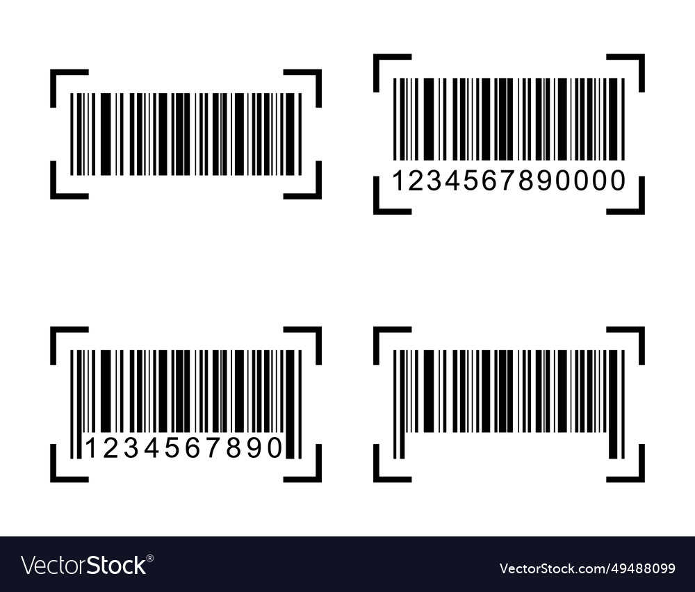 Set of barcode icon bar code for web flat design vector image Set of barcode icon bar code for web flat design