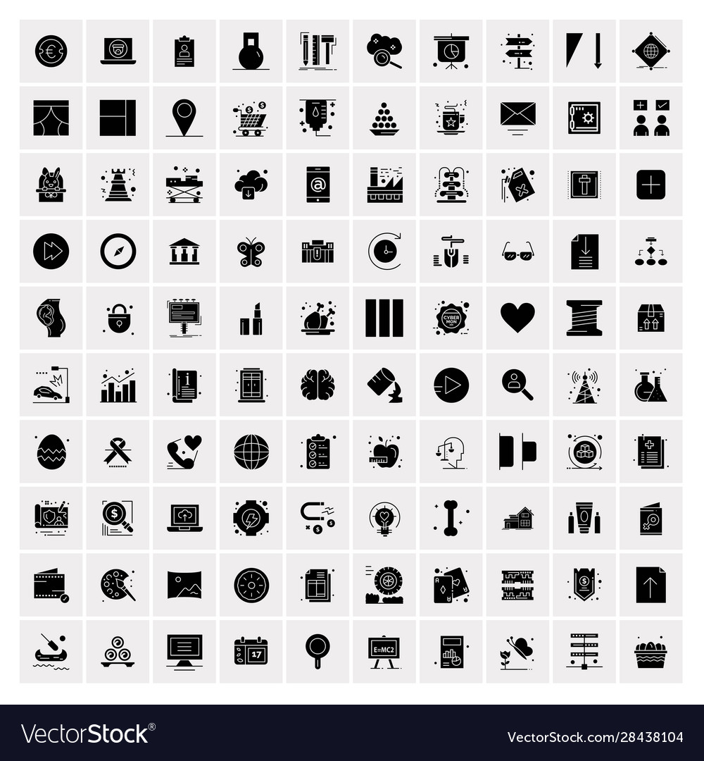 100 solid business icons for web and print