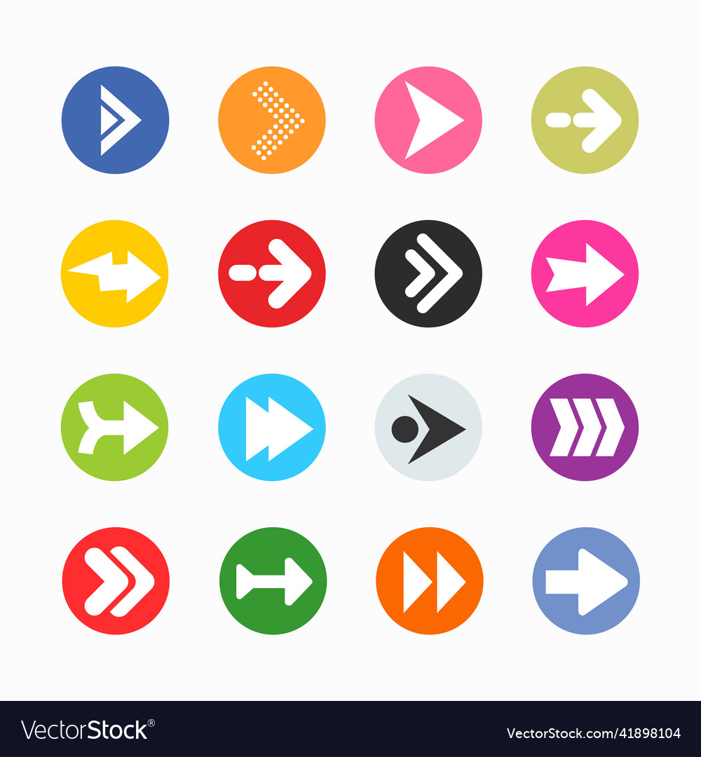 Arrow sign icon set simple circle shape internet vector image Arrow sign icon set simple circle shape internet