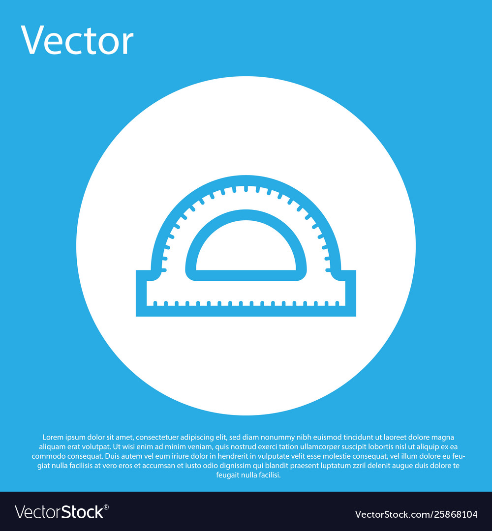 Blue protractor grid for measuring degrees icon