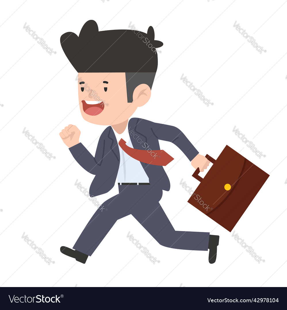 Business man with briefcase running fast Vector Image