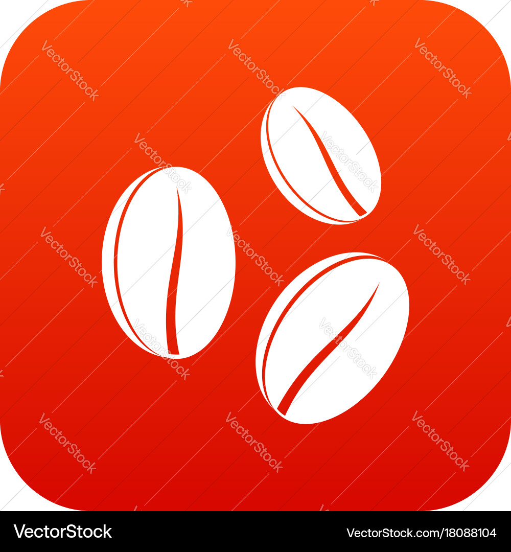 Coffee beans icon digital red Royalty Free Vector Image