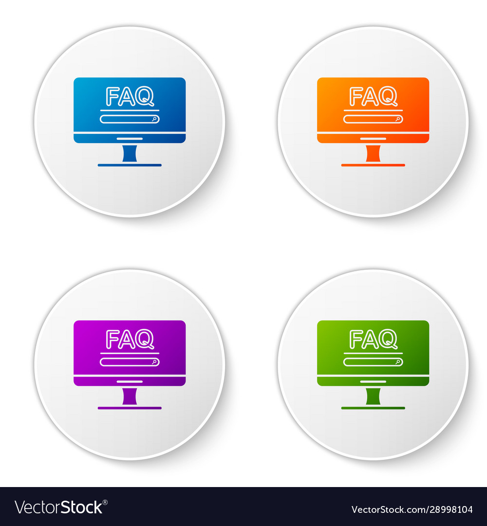 Color computer monitor with text faq information vector image Color computer monitor with text faq information