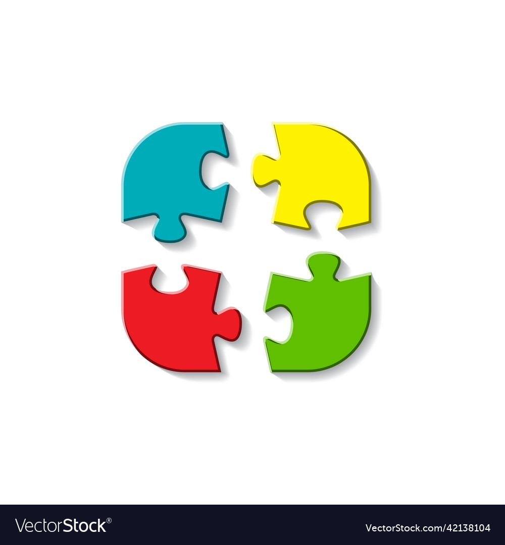 Colored puzzle pieces set different color vector image Colored puzzle pieces set different color