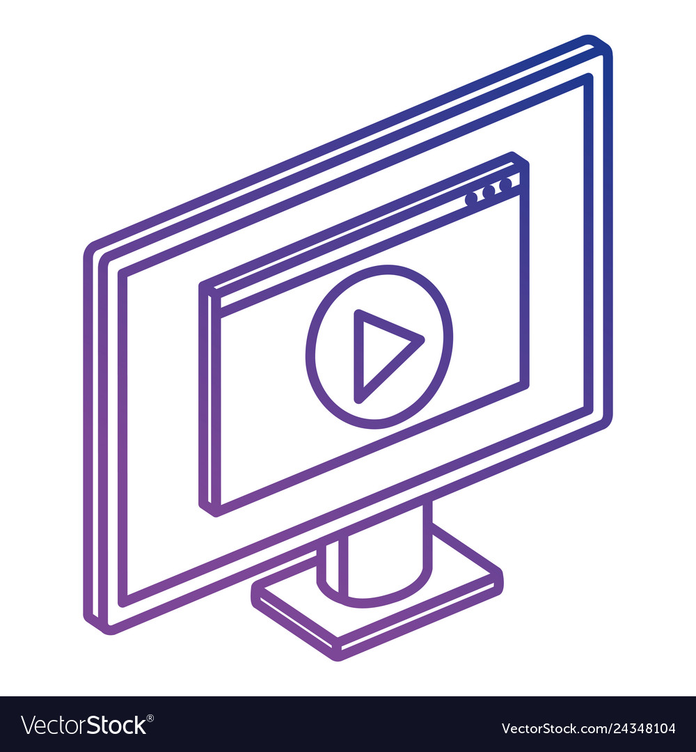 Computer display with media player Vector Image Computer display with media player